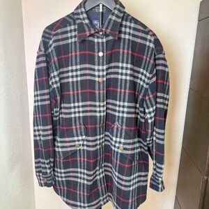 Faconnable Men’s M Plaid Wool Blend Button Front Jacket Coat Vintage France